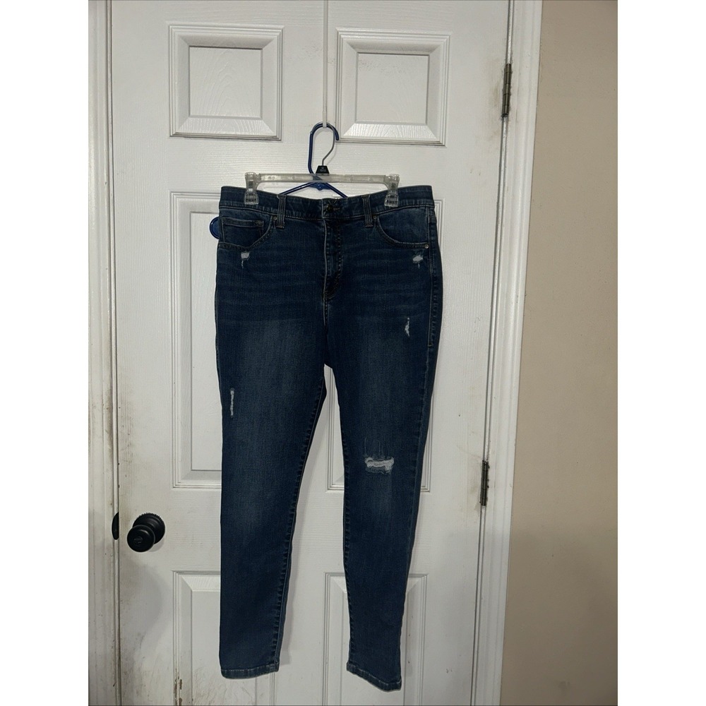 LuLaroe straight leg Jeans High Rise Women 32 Blue Denim Comfy stretch Distresse